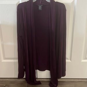Boston Proper purple sweater/jacket. Long sleeves with and ties an bottom.